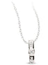 Elegante Silber Anhänger Kette mit vertikalem Anhänger aus 925er Silber, besetzt mit drei weißen Zirkonia-Steinen, auf hellem Hintergrund fotografiert