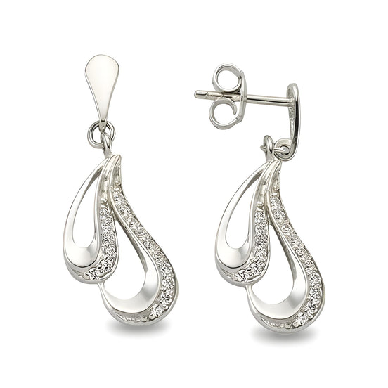 925 Sterling Silber Ohrringe Zirkonia Besatz