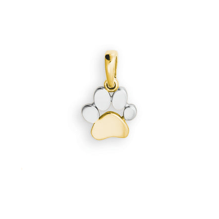 Anhänger Kette Pfote - Tatze Gelb- und Weißgold 585