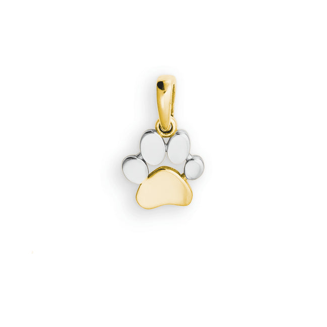 Anhänger Kette Pfote - Tatze Gelb- und Weißgold 585