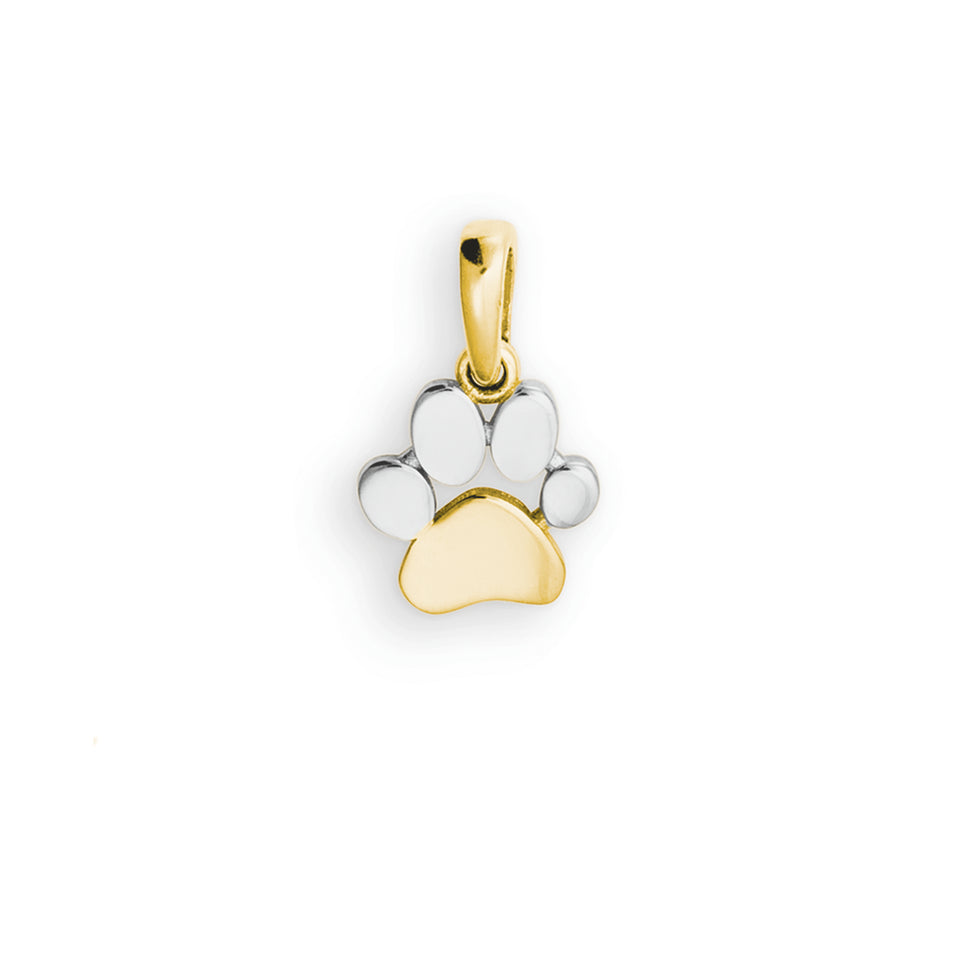 Anhänger Kette Pfote - Tatze Gelb- und Weißgold 585