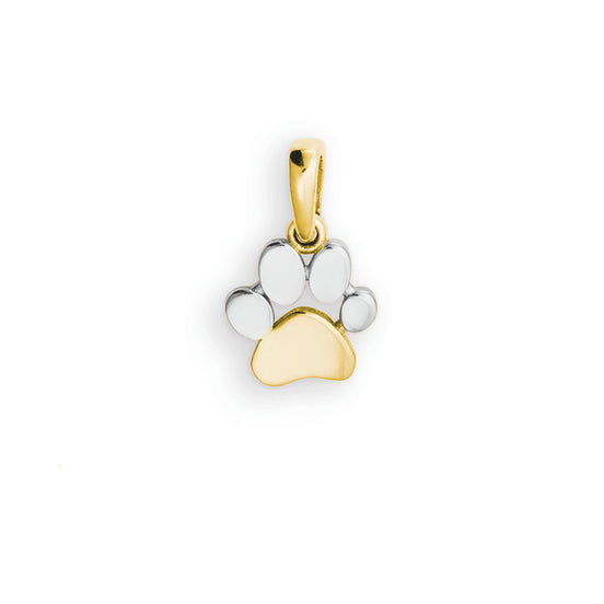 Anhänger Kette Pfote - Tatze Gelb- und Weißgold 585