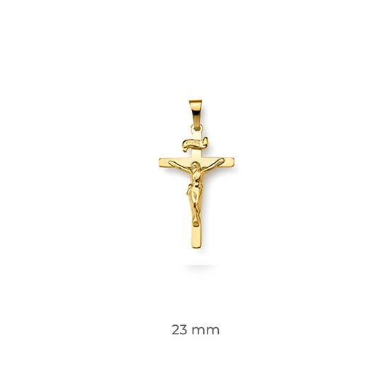Kreuzanhänger mit Jesus-Motiv – 585 Gold poliert