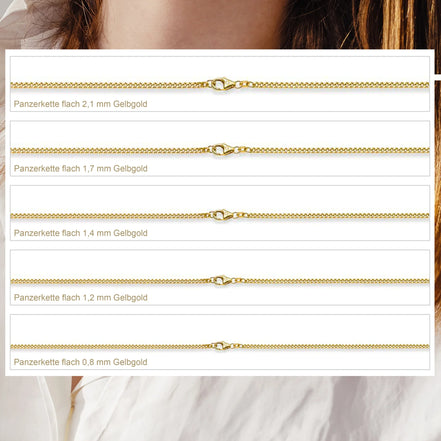 Panzerkette Damen 585 Gelbgold
