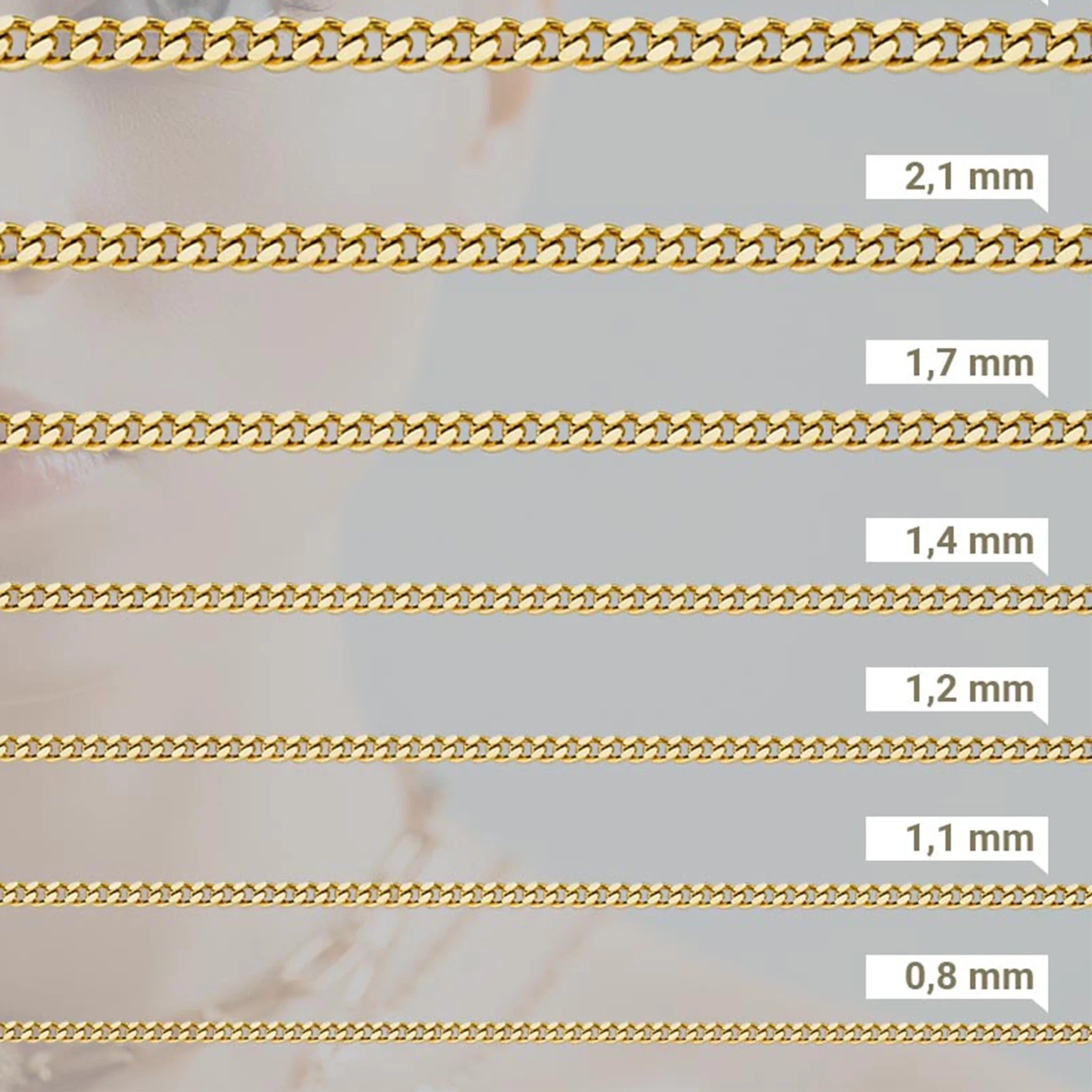 Panzerkette Damen 585 Gelbgold