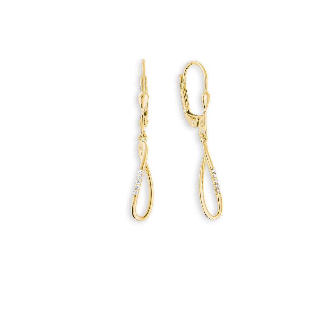 Pendelohrringe 585 Gelbgold mit Zirkonia