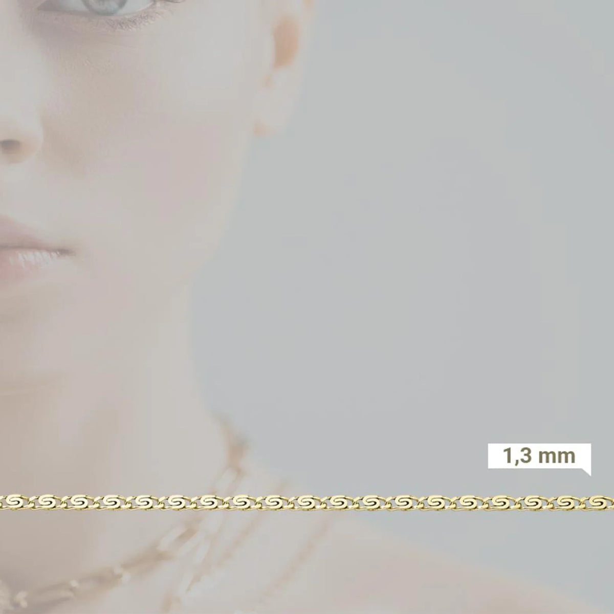 S-Panzerkette 585 Gelbgold - Kette 1,3 mm Nahaufnahme - Echtschmuck