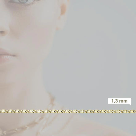 S-Panzerkette 585 Gelbgold - Kette 1,3 mm Nahaufnahme - Echtschmuck