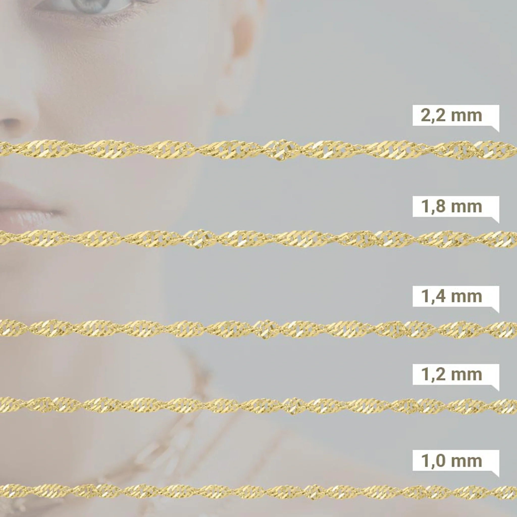 Singapurkette Damen 585 Gelbgold