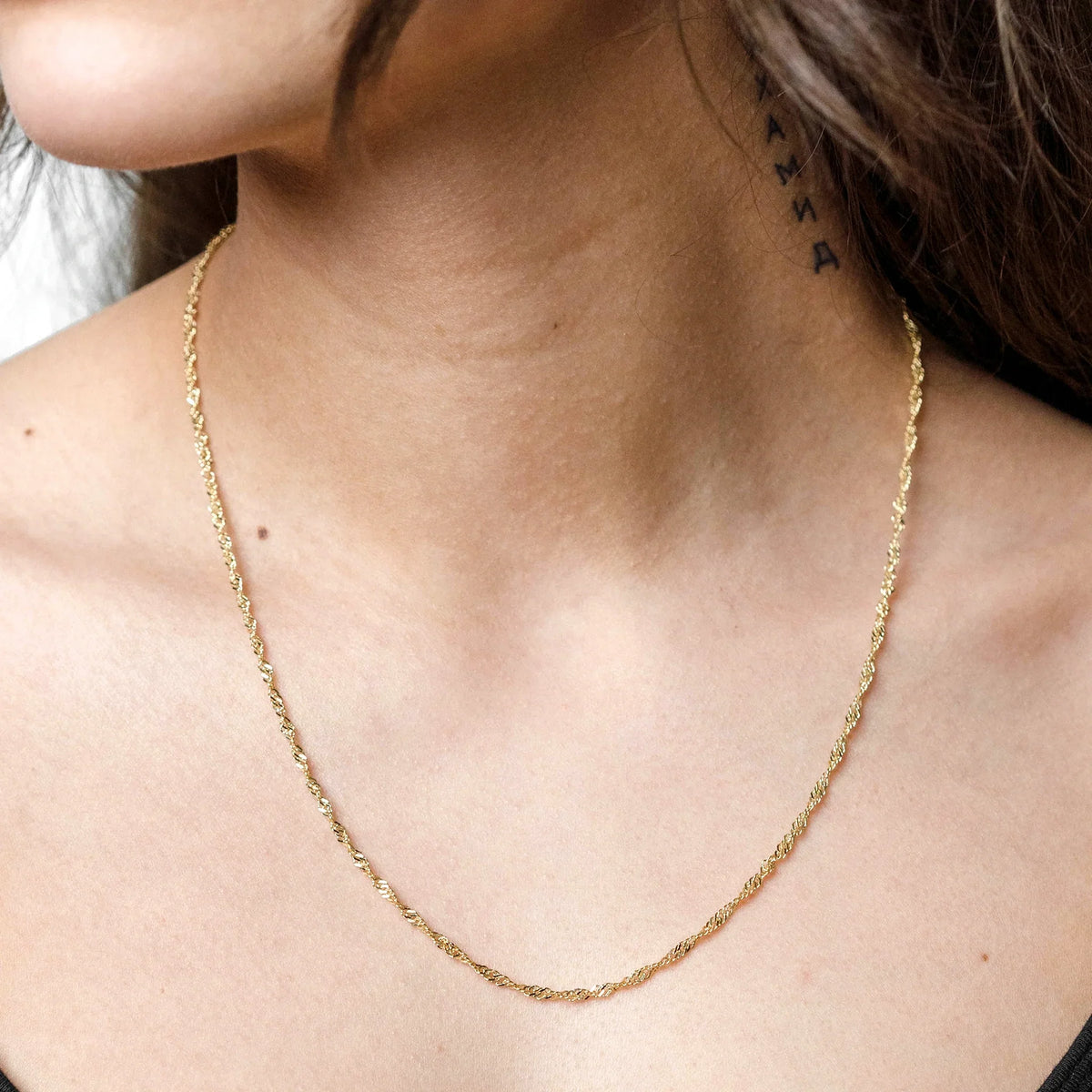 Singapurkette 585 Gelbgold massiv - Model Ansicht 1 - Echtschmuck
