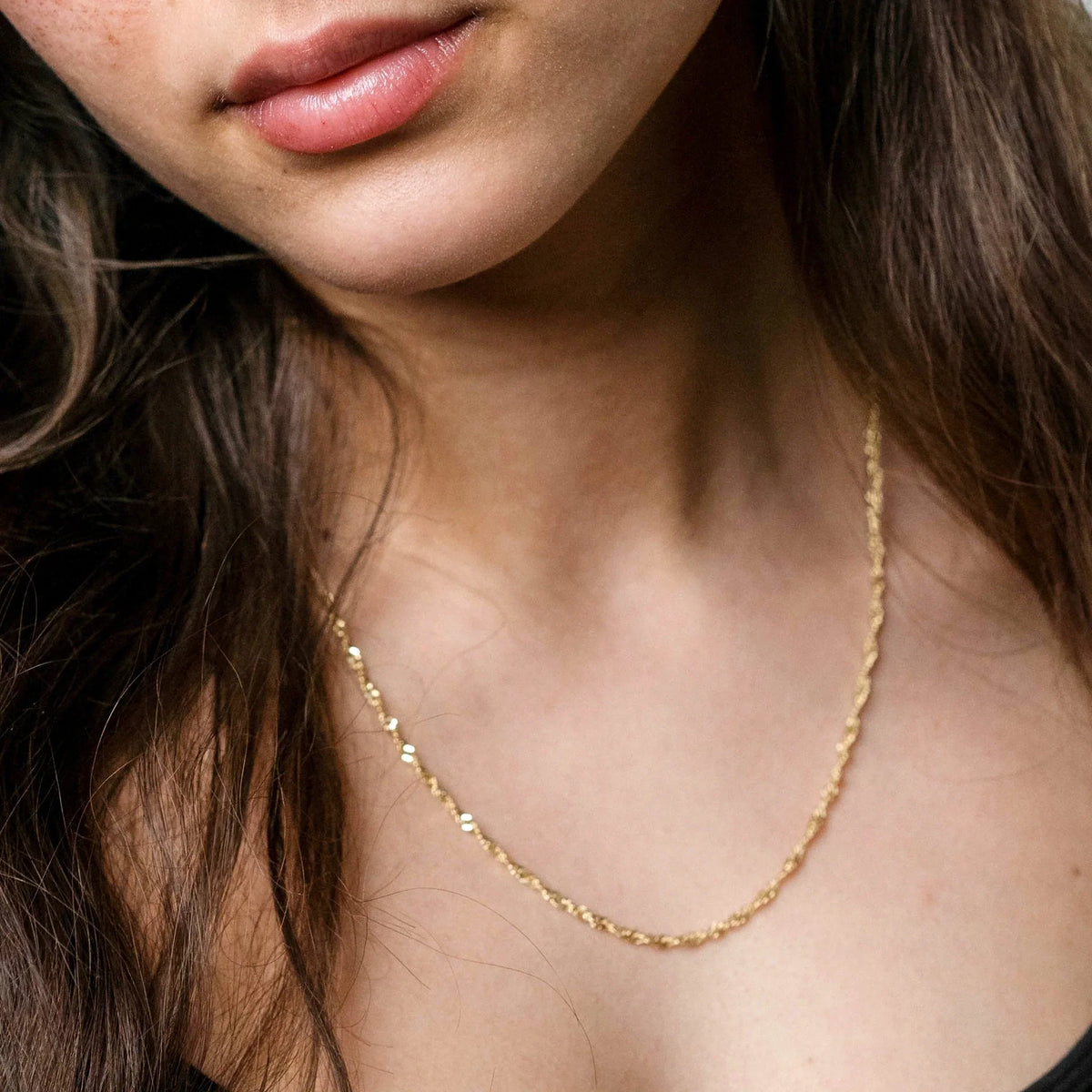 Singapurkette 585 Gelbgold massiv - Model Ansicht 2 - Echtschmuck