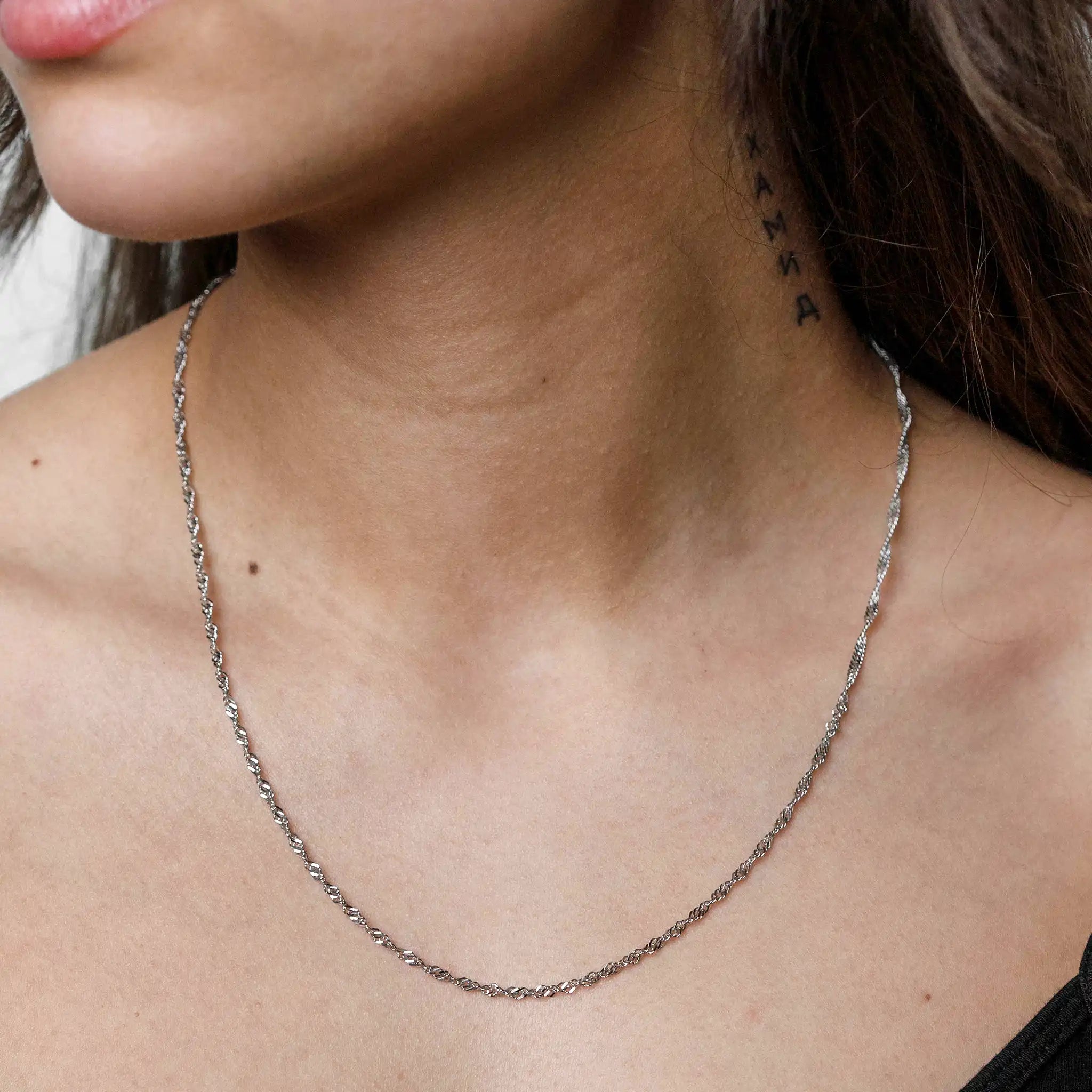 Singapurkette 585 Weißgold