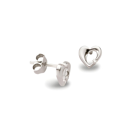Vornehmer Herzohrstecker Silber Zirkonia