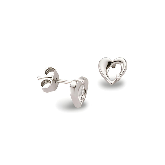 Vornehmer Herzohrstecker Silber Zirkonia