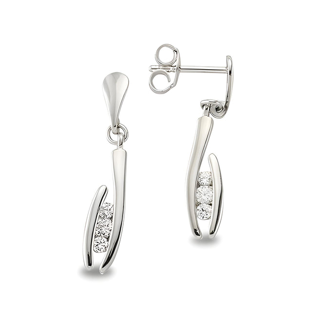 Weiße Zirkonia Ohrstecker Sterling Silber 925