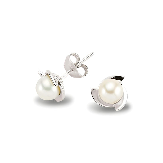 Zeitlose Perlenstecker aus Silber Süßwasserzuchtperle