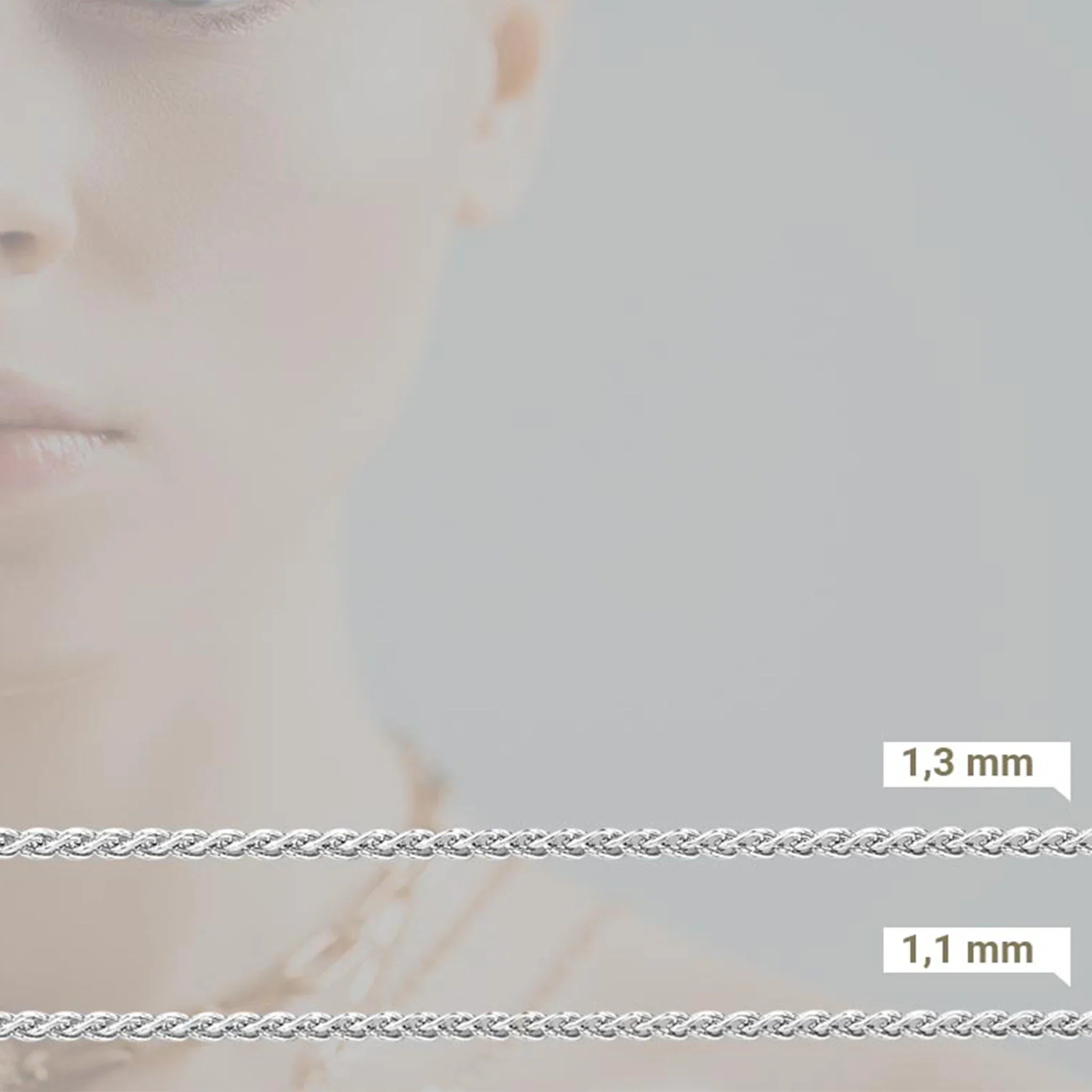 Zopfkette Damen 585 Weißgold