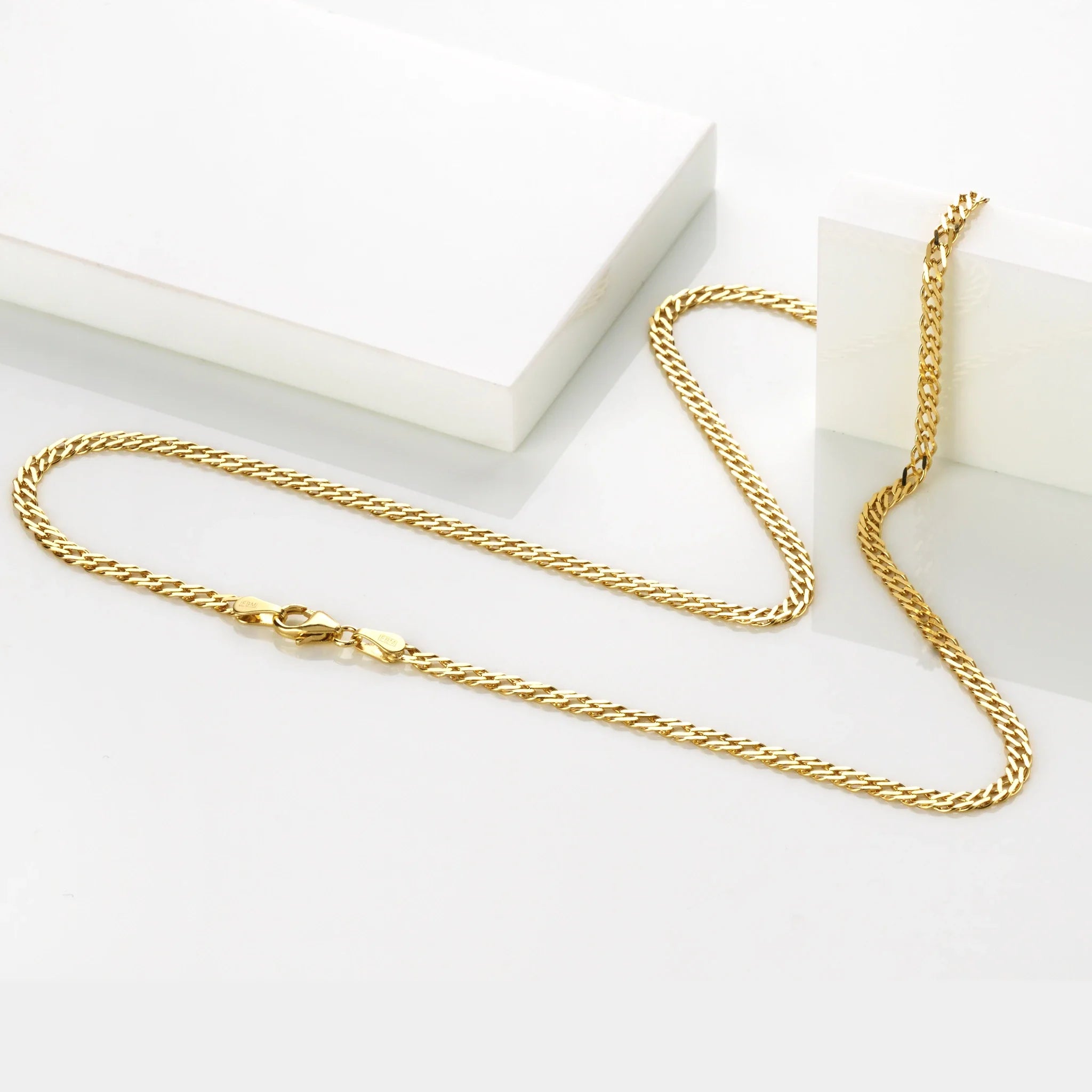 Zwillingspanzerkette Herren 585 Gelbgold