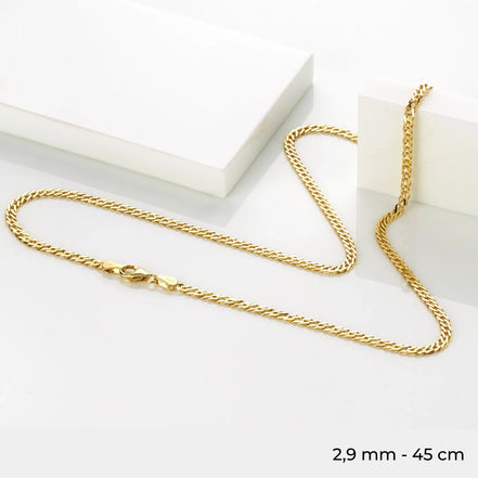 Zwillingspanzerkette Herren 585 Gelbgold