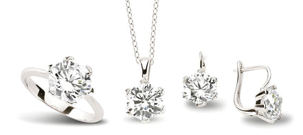 Schmuckset aus Silber Zirkonia weiss - Ring, Kette und Ohrringe