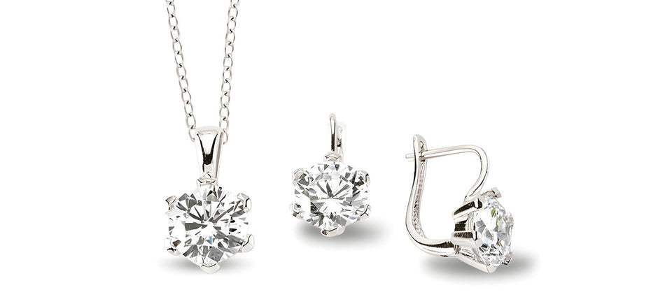 Zirkonia Schmuckset aus Sterlingsilber - Kette und Ohrringe