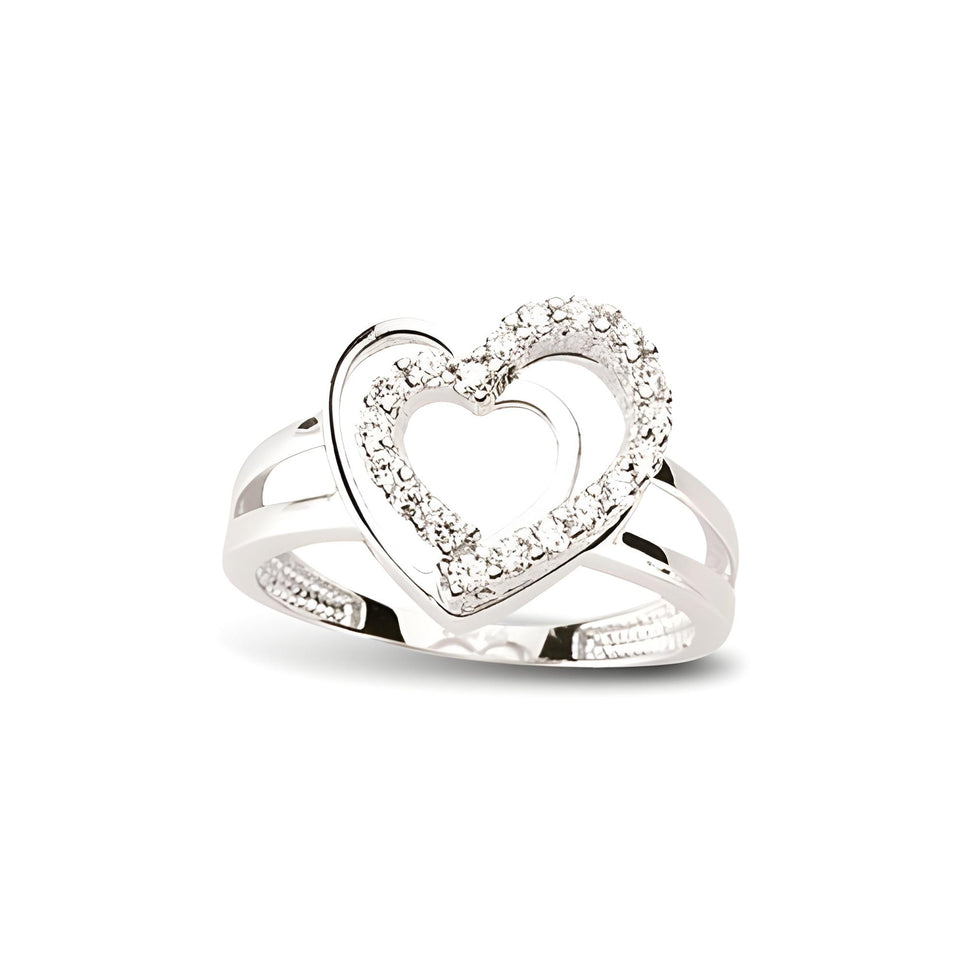 Herzring aus Silber Zirkonia weiss