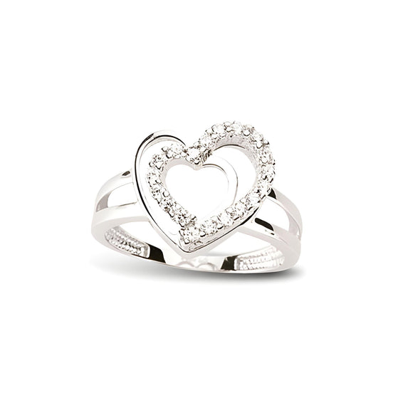 Herzring aus Silber Zirkonia weiss