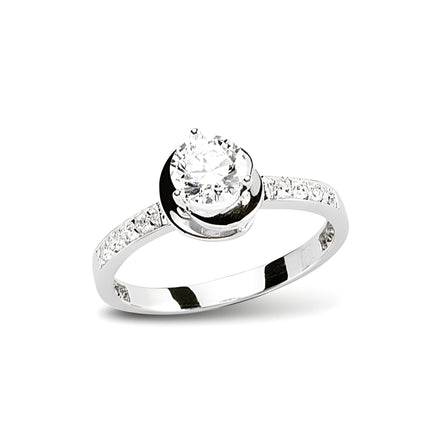 925 Sterling Silber Ring Weisser Zirkonia Besatz