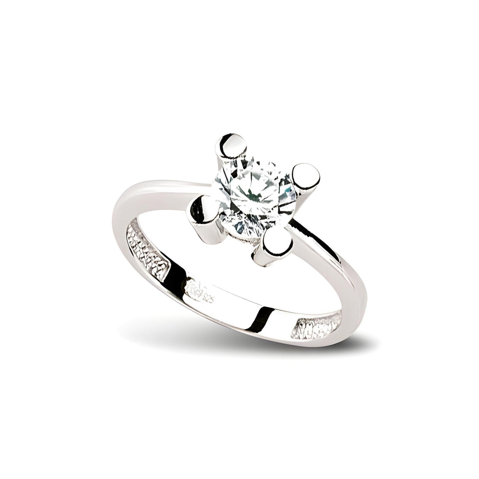 Solitaerring aus Silber Zirkonia weiss