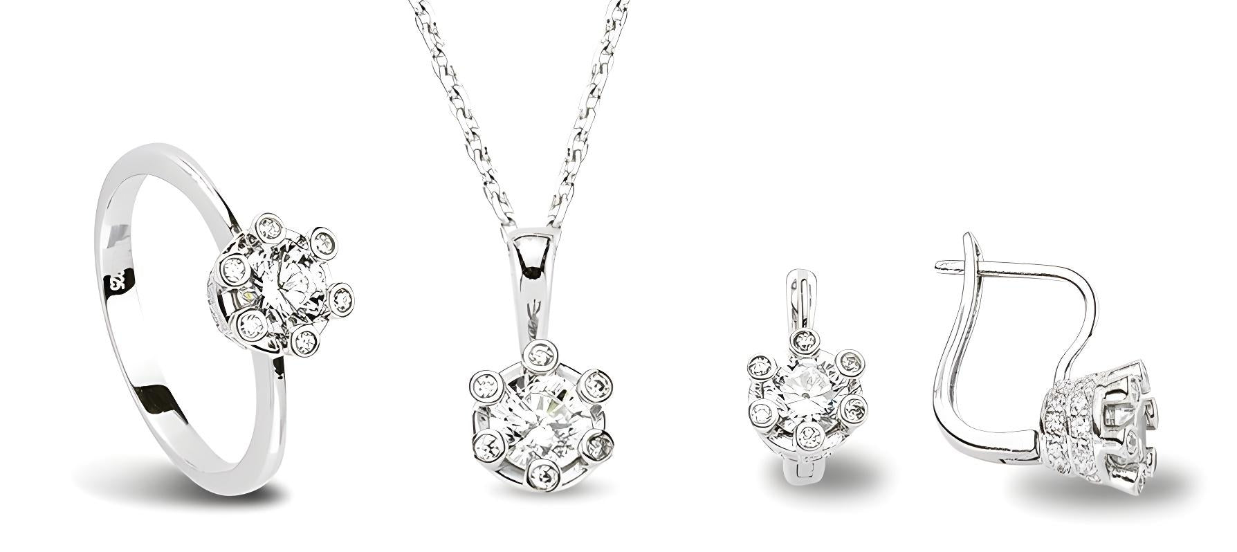 Schmuckset aus Silber Zirkonia weiss