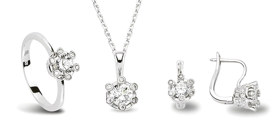 Schmuckset aus Silber Zirkonia weiss