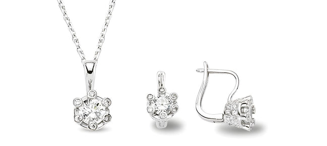 Schmuckset aus Silber Zirkonia weiss