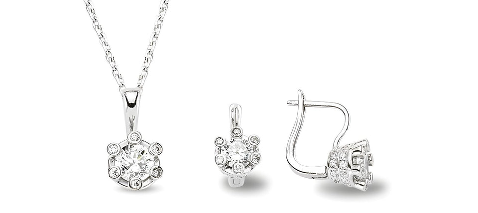 Schmuckset aus Silber Zirkonia weiss