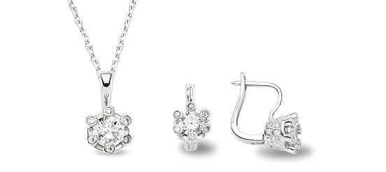 Schmuckset aus Silber Zirkonia weiss