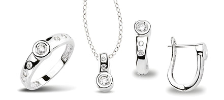 Schmuckset aus Silber Zirkonia weiss