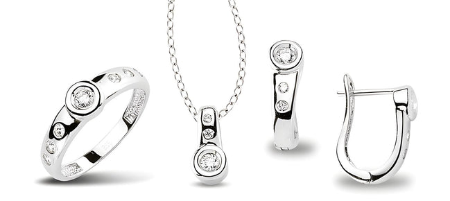 Schmuckset aus Silber Zirkonia weiss
