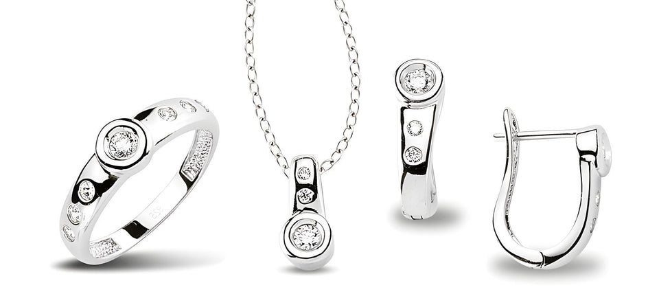 Schmuckset aus Silber Zirkonia weiss