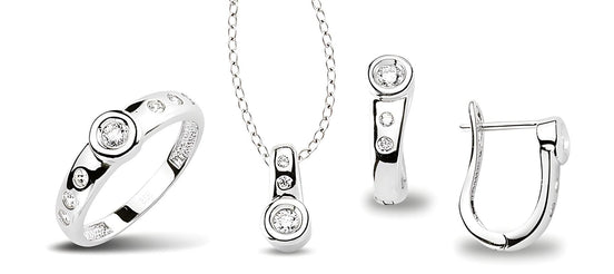 Schmuckset aus Silber Zirkonia weiss