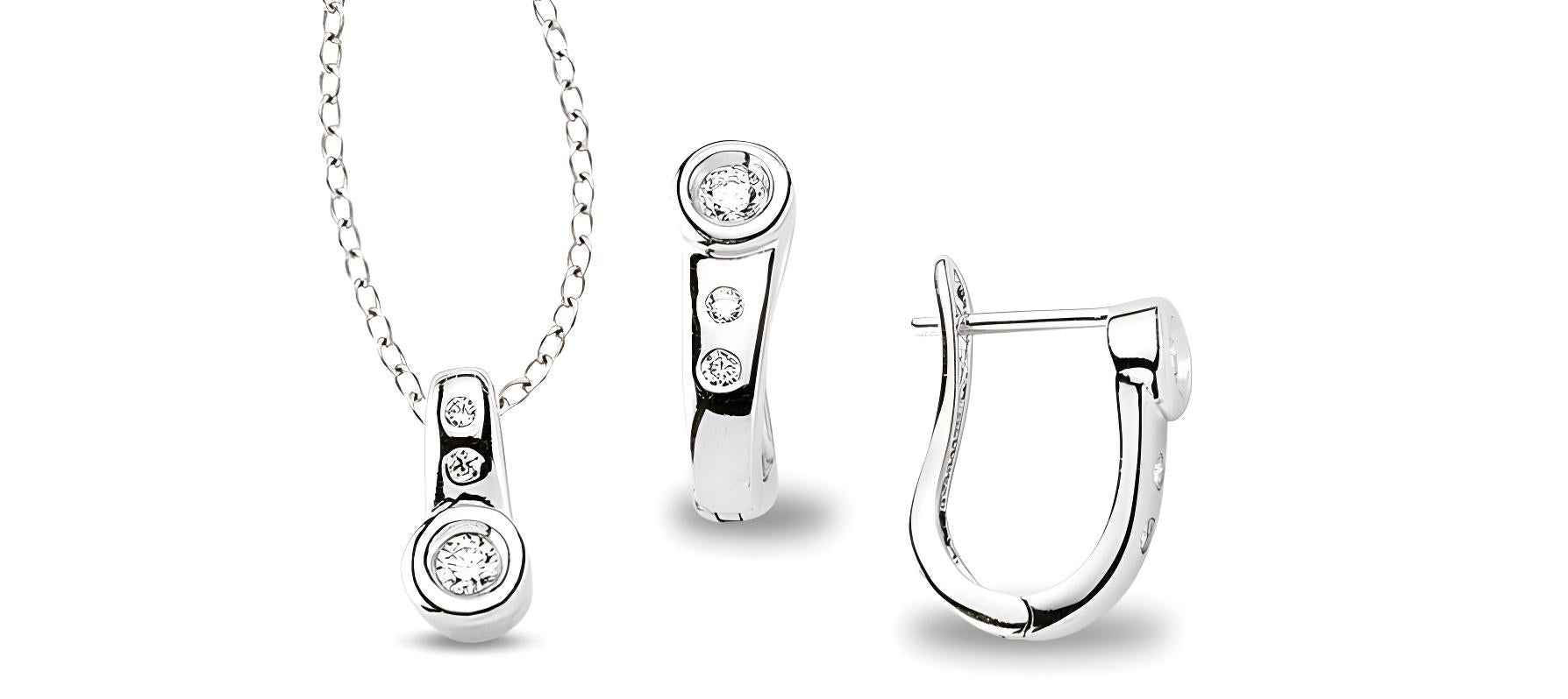 Schmuckset Zirkonia weiss aus Silber