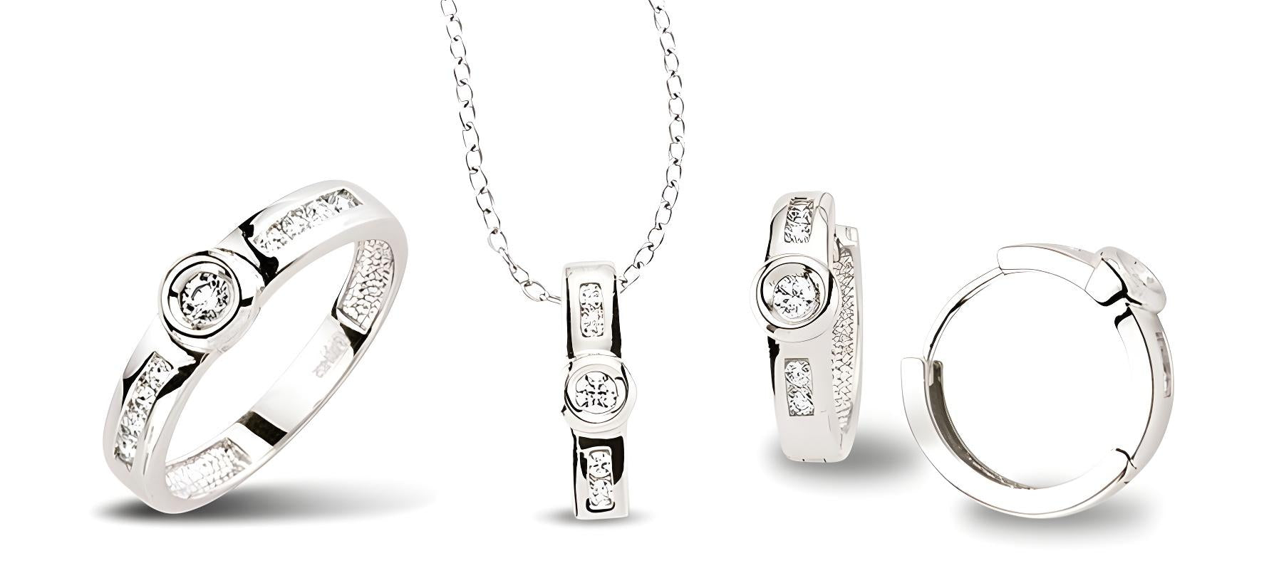 Schmuckset aus Silber Zirkonia weiss