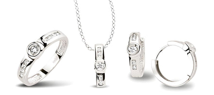 Schmuckset aus Silber Zirkonia weiss