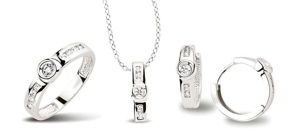 Schmuckset aus Silber Zirkonia weiss