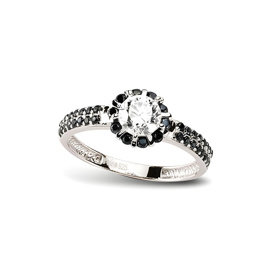Ring aus Silber Zirkonia schwarz weiss