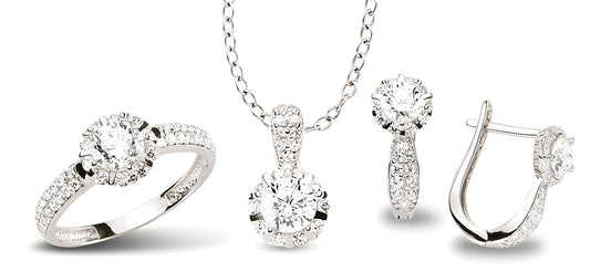 Schmuckset aus Silber Zirkonia weiss