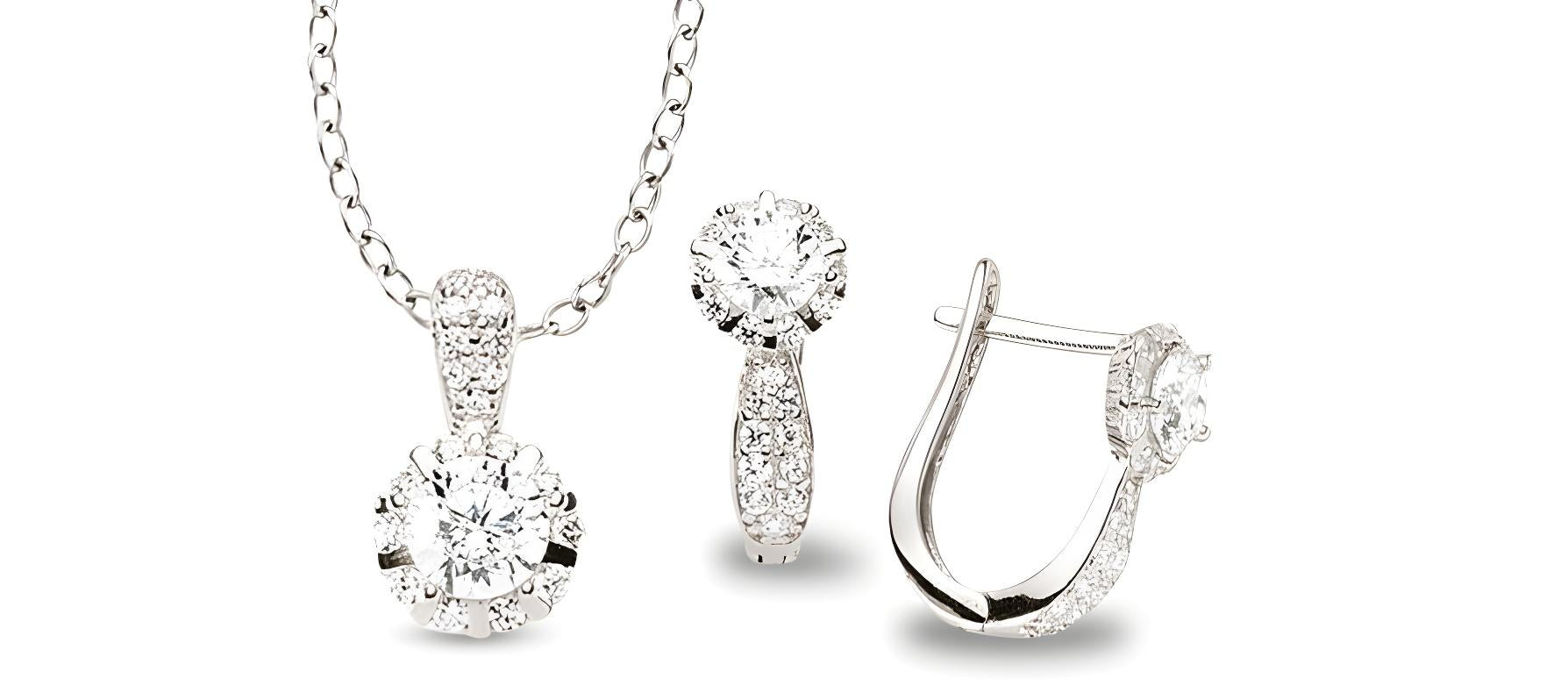 Zirkonia Schmuckset Silber weiss