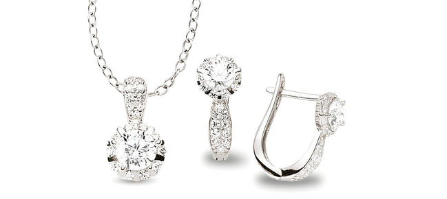 Zirkonia Schmuckset Silber weiss