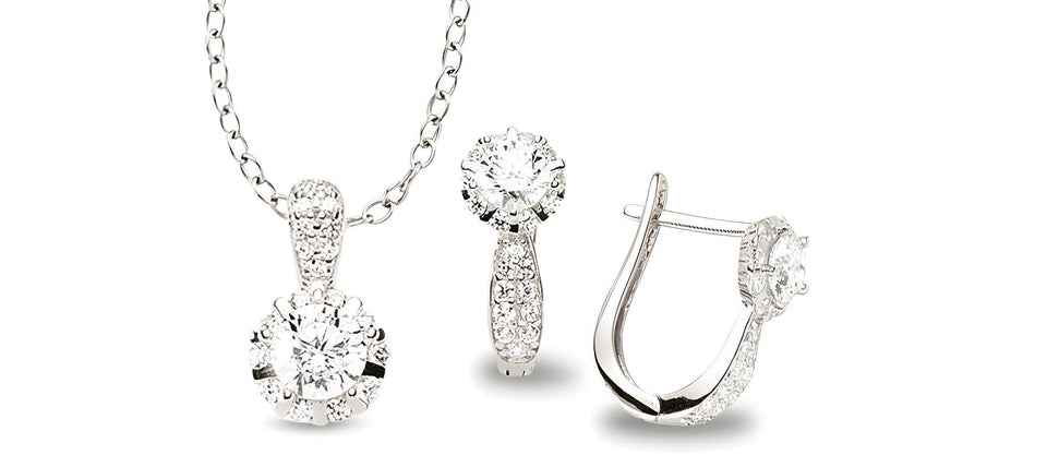 Zirkonia Schmuckset Silber weiss