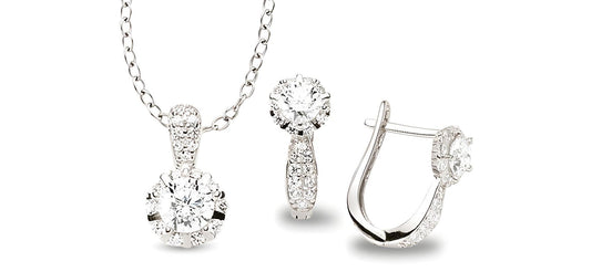 Zirkonia Schmuckset Silber weiss