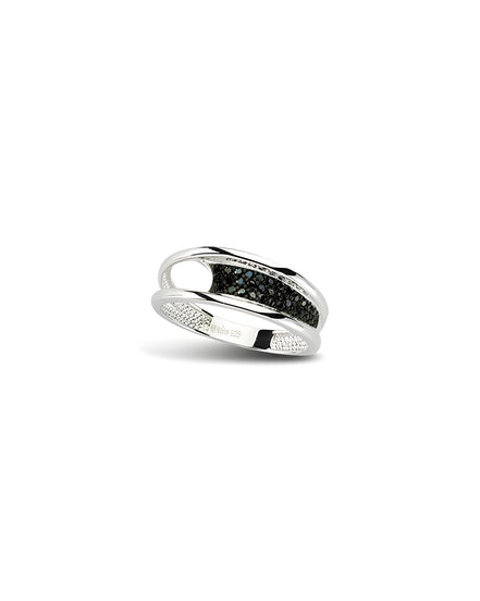 Ring aus Silber Zirkonia schwarz