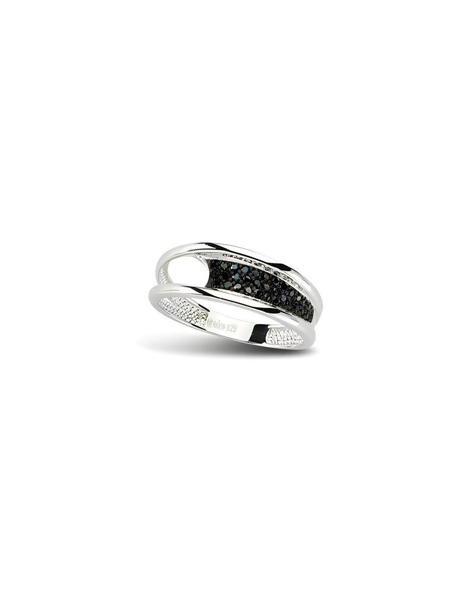 Ring aus Silber Zirkonia schwarz